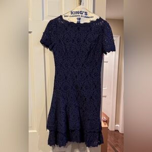 NWT SHANI blue, lace sheath holiday, cocktail, wedding, prom dress. Size 2.